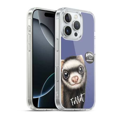 Animal Club International Faces Ferret Soft Gel Case for Apple iPhone 16 Pro & MagSafe