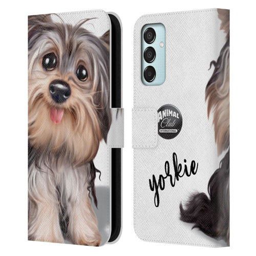 Animal Club International Faces Yorkie Leather Book Wallet Case Cover For Samsung Galaxy M15/F15 5G