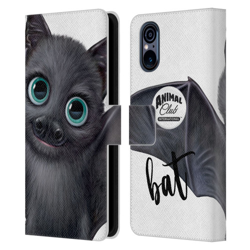 Animal Club International Faces Bat Leather Book Wallet Case Cover For Sony Xperia 5 V 5G