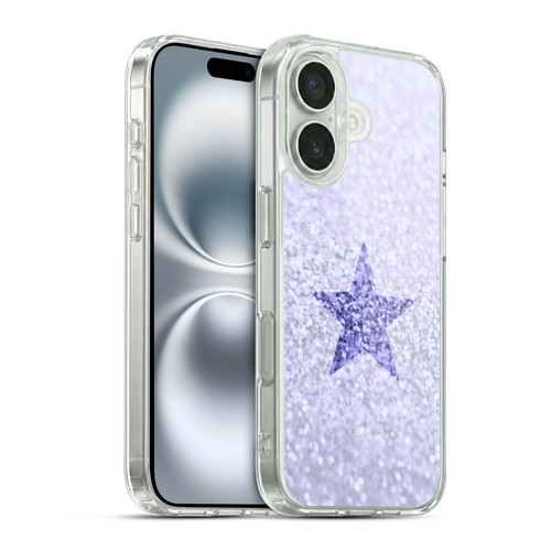 Monika Strigel Glitter Star Pastel Lilac Soft Gel Case for Apple iPhone 16 & MagSafe