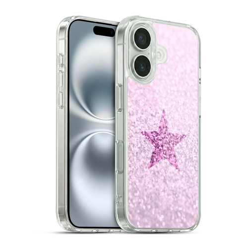 Monika Strigel Glitter Star Pastel Pink Soft Gel Case for Apple iPhone 16 & MagSafe