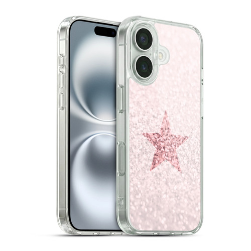 Monika Strigel Glitter Star Pastel Rose Pink Soft Gel Case for Apple iPhone 16 & MagSafe