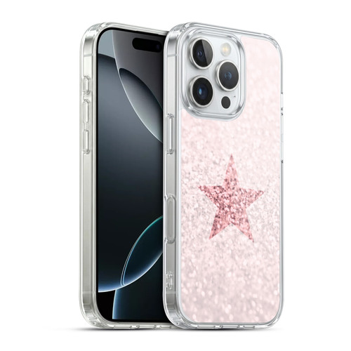 Monika Strigel Glitter Star Pastel Rose Pink Soft Gel Case for Apple iPhone 16 Pro & MagSafe