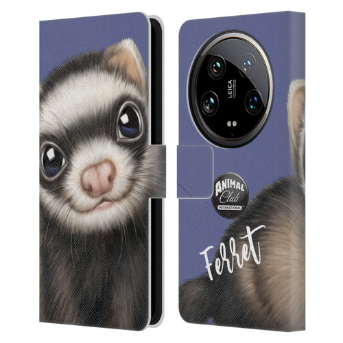 Animal Club International Faces Ferret Leather Book Wallet Case Cover For Xiaomi 14 Ultra