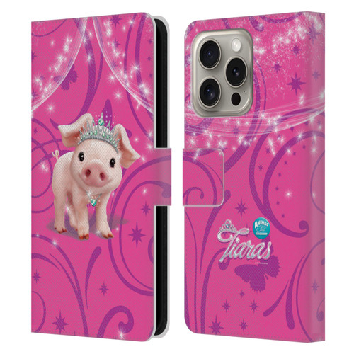 Animal Club International Pet Royalties Pig Leather Book Wallet Case Cover For Apple iPhone 16 Pro