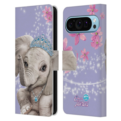 Animal Club International Royal Faces Elephant Leather Book Wallet Case Cover For Google Pixel 9 / Pixel 9 Pro