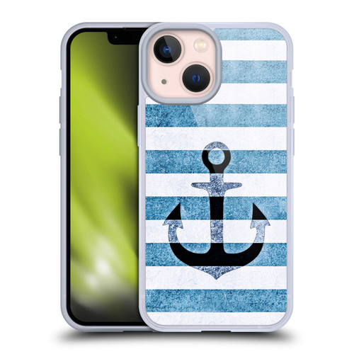 Monika Strigel Vintage Anchors Indigo Soft Gel Case for Apple iPhone 13 Mini