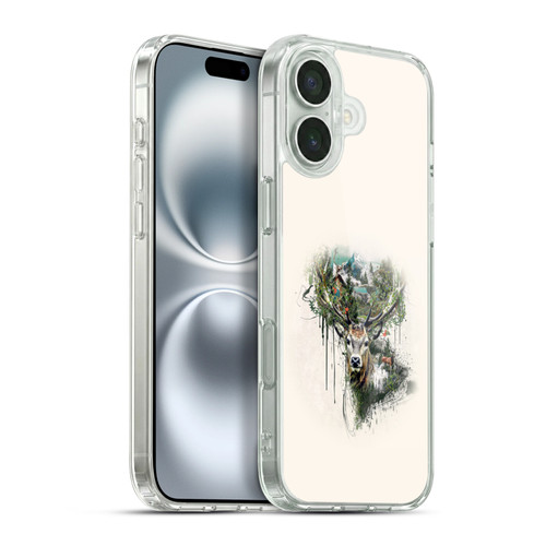 Riza Peker Animal Abstract Deer Wilderness Soft Gel Case for Apple iPhone 16 Plus & MagSafe