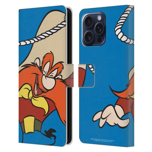 Looney Tunes Characters Yosemite Sam Leather Book Wallet Case Cover For Apple iPhone 16 Pro Max