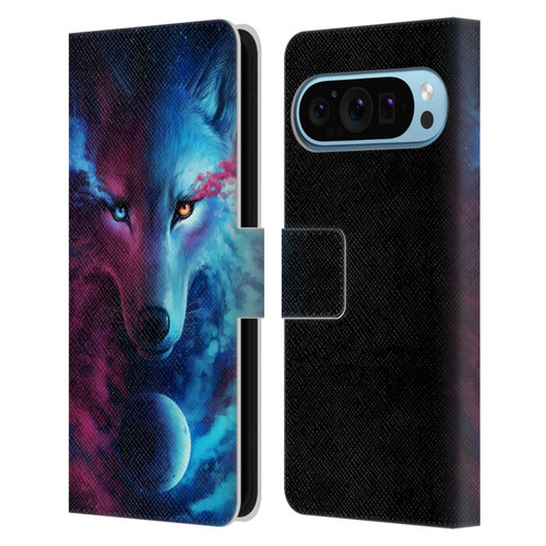 Jonas "JoJoesArt" Jödicke Wildlife Wolf Galaxy Leather Book Wallet Case Cover For Google Pixel 9 / Pixel 9 Pro