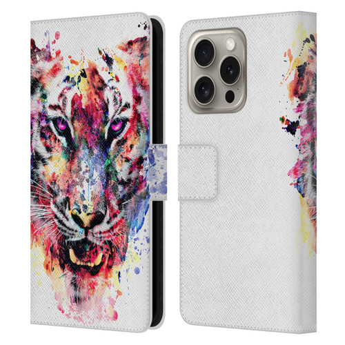 Riza Peker Animals Eye Of The Tiger Leather Book Wallet Case Cover For Apple iPhone 16 Pro