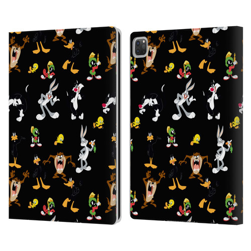 Looney Tunes Patterns Black Leather Book Wallet Case Cover For Apple iPad Pro 13 M4 2024