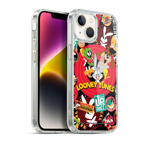 Looney Tunes Graphics and Characters Sticker Collage Soft Gel Case for Apple iPhone 14