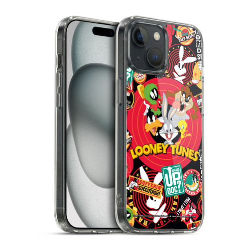Looney Tunes Graphics and Characters Sticker Collage Soft Gel Case for Apple iPhone 15 & MagSafe
