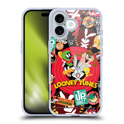 Looney Tunes Graphics and Characters Sticker Collage Soft Gel Case for Apple iPhone 16 & MagSafe