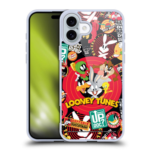 Looney Tunes Graphics and Characters Sticker Collage Soft Gel Case for Apple iPhone 16 Plus