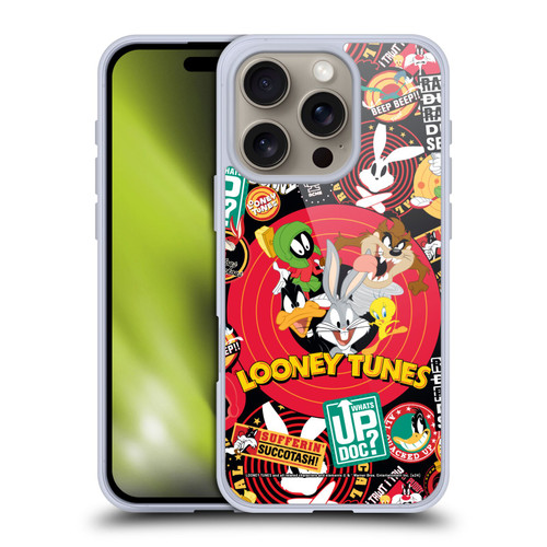 Looney Tunes Graphics and Characters Sticker Collage Soft Gel Case for Apple iPhone 16 Pro & MagSafe