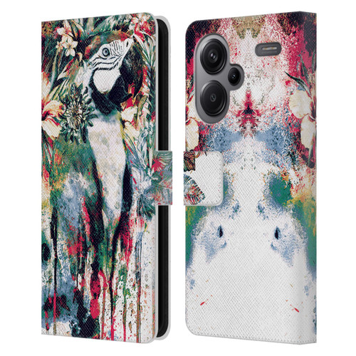Riza Peker Animals Parrot Leather Book Wallet Case Cover For Xiaomi Redmi Note 13 Pro Plus 5G