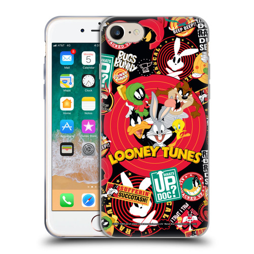 Looney Tunes Graphics and Characters Sticker Collage Soft Gel Case for Apple iPhone 7 / 8 / SE 2020 & 2022 & MagSafe