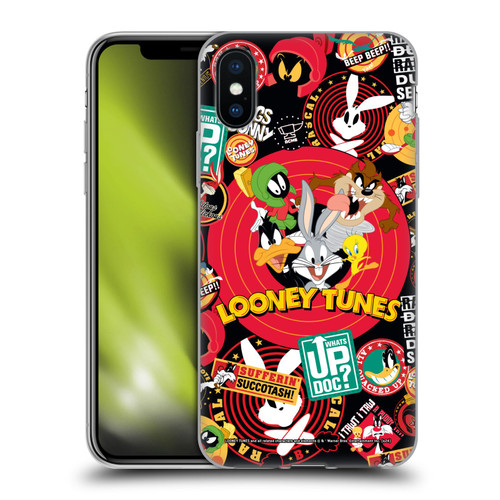 Looney Tunes Graphics and Characters Sticker Collage Soft Gel Case for Apple iPhone X / iPhone XS