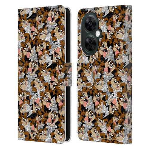 Looney Tunes Patterns Tasmanian Devil Leather Book Wallet Case Cover For OnePlus Nord CE 3 Lite 5G