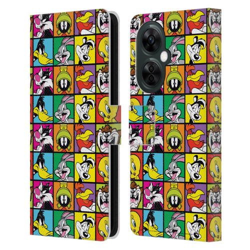 Looney Tunes Patterns Tiles Leather Book Wallet Case Cover For OnePlus Nord CE 3 Lite 5G