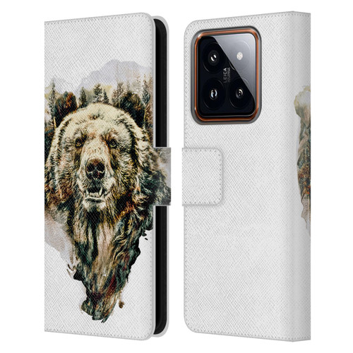 Riza Peker Animals Bear Leather Book Wallet Case Cover For Xiaomi 14