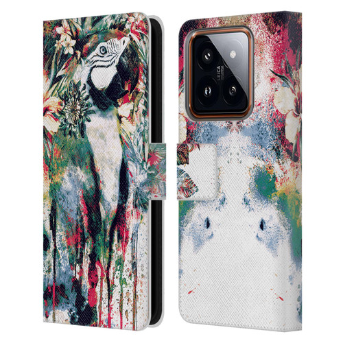Riza Peker Animals Parrot Leather Book Wallet Case Cover For Xiaomi 14