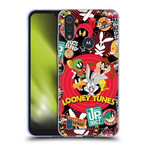 Looney Tunes Graphics and Characters Sticker Collage Soft Gel Case for Motorola Moto E6s (2020)