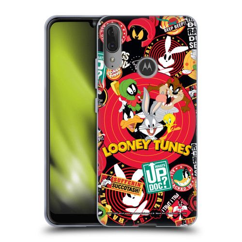 Looney Tunes Graphics and Characters Sticker Collage Soft Gel Case for Motorola Moto E6 Plus