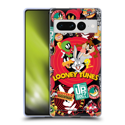 Looney Tunes Graphics and Characters Sticker Collage Soft Gel Case for Google Pixel 7 Pro