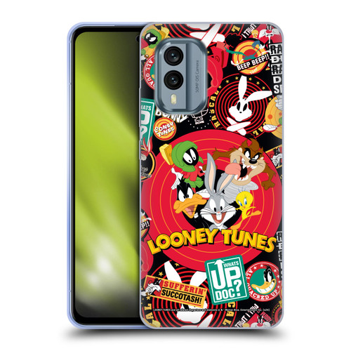 Looney Tunes Graphics and Characters Sticker Collage Soft Gel Case for Nokia X30