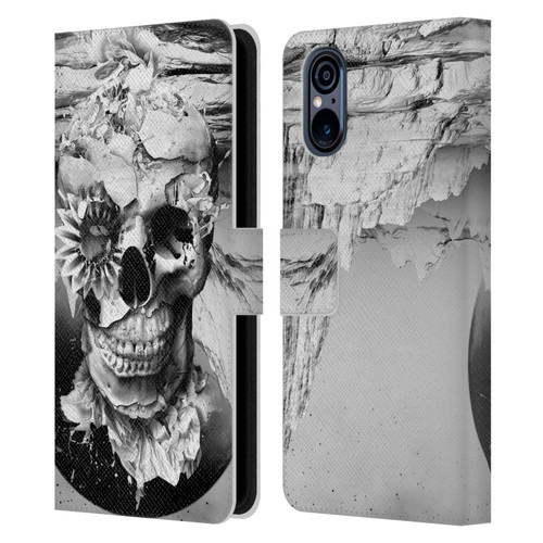 Riza Peker Skulls 6 Black And White 2 Leather Book Wallet Case Cover For Sony Xperia 5 V 5G