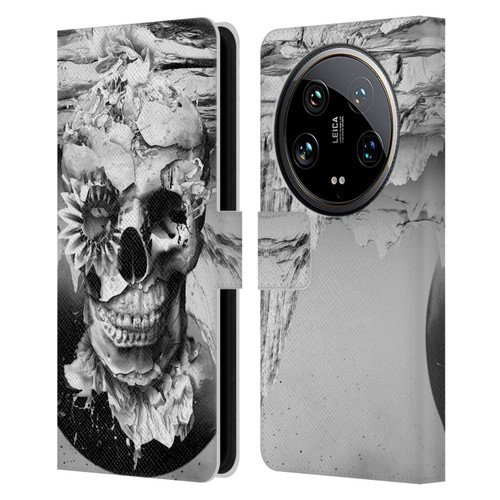 Riza Peker Skulls 6 Black And White 2 Leather Book Wallet Case Cover For Xiaomi 14 Ultra