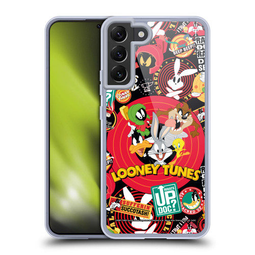 Looney Tunes Graphics and Characters Sticker Collage Soft Gel Case for Samsung Galaxy S22+ 5G