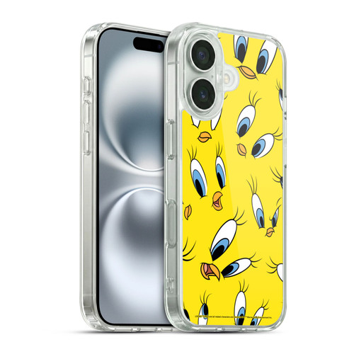 Looney Tunes Patterns Tweety Soft Gel Case for Apple iPhone 16