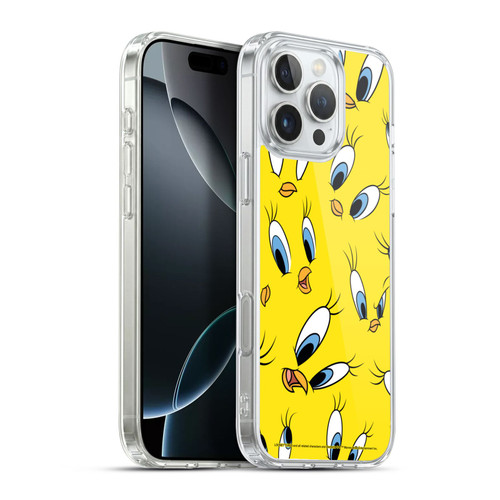 Looney Tunes Patterns Tweety Soft Gel Case for Apple iPhone 16 Pro Max
