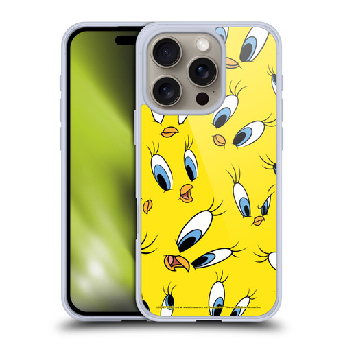 Looney Tunes Patterns Tweety Soft Gel Case for Apple iPhone 16 Pro