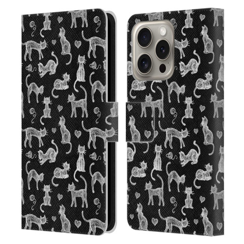 Micklyn Le Feuvre Animals Teachers Pet Chalkboard Cats Leather Book Wallet Case Cover For Apple iPhone 16 Pro