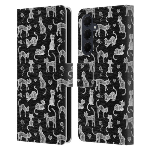 Micklyn Le Feuvre Animals Teachers Pet Chalkboard Cats Leather Book Wallet Case Cover For Samsung Galaxy A35 5G