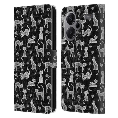 Micklyn Le Feuvre Animals Teachers Pet Chalkboard Cats Leather Book Wallet Case Cover For Xiaomi Redmi Note 13 Pro Plus 5G