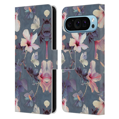 Micklyn Le Feuvre Florals Butterflies and Hibiscus Leather Book Wallet Case Cover For Google Pixel 9 / Pixel 9 Pro