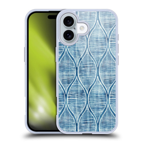 Micklyn Le Feuvre Flora And Fauna Hand Painted Blue White Pattern Soft Gel Case for Apple iPhone 16