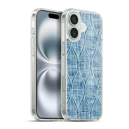 Micklyn Le Feuvre Flora And Fauna Hand Painted Blue White Pattern Soft Gel Case for Apple iPhone 16 Plus & MagSafe
