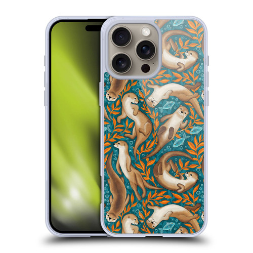 Micklyn Le Feuvre Flora And Fauna Swimming Otters in Teal Orange Soft Gel Case for Apple iPhone 16 Pro Max
