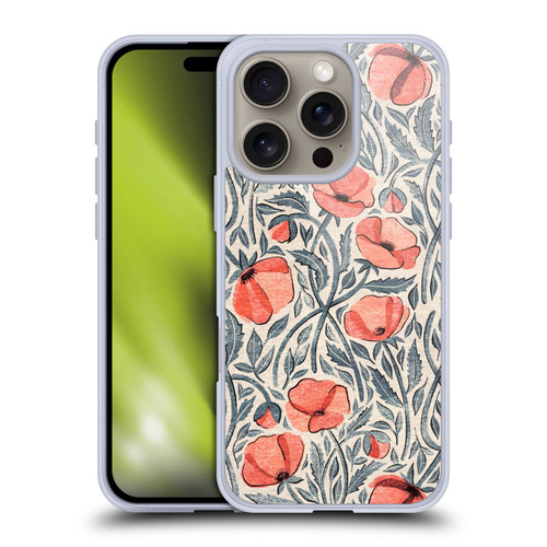Micklyn Le Feuvre Flora And Fauna Peachy Coral Scattered Poppies Soft Gel Case for Apple iPhone 16 Pro