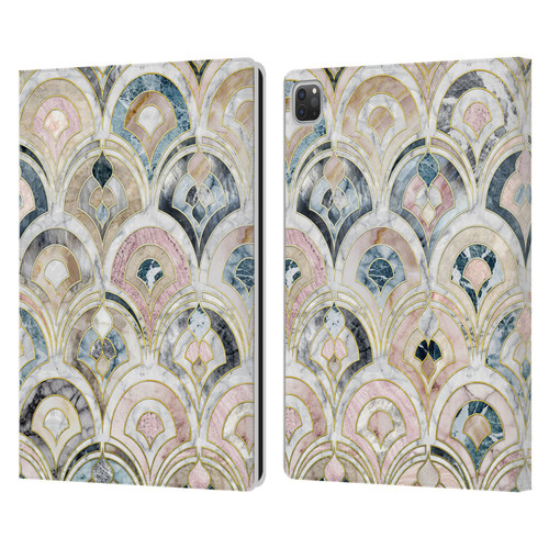 Micklyn Le Feuvre Marble Patterns Art Deco Tiles In Soft Pastels Leather Book Wallet Case Cover For Apple iPad Pro 13 M4 2024