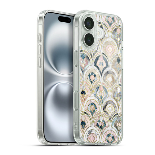 Micklyn Le Feuvre Marble Patterns Art Deco Tiles In Soft Pastels Soft Gel Case for Apple iPhone 16 Plus & MagSafe