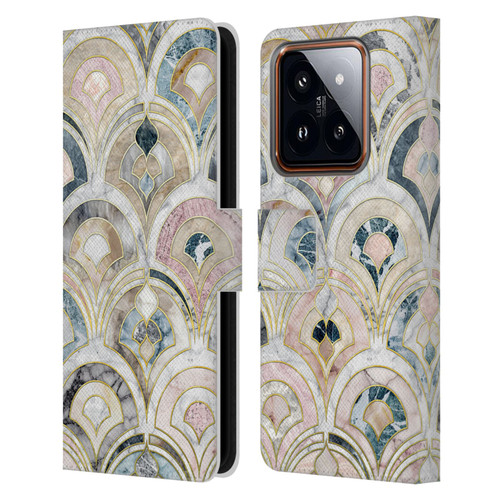 Micklyn Le Feuvre Marble Patterns Art Deco Tiles In Soft Pastels Leather Book Wallet Case Cover For Xiaomi 14