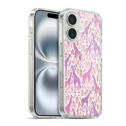 Micklyn Le Feuvre Wildlife Pink Giraffes Soft Gel Case for Apple iPhone 16 & MagSafe